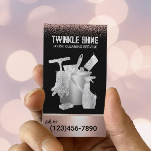 Carte De Visite Parties scintillant d'or Rose du service de ménage