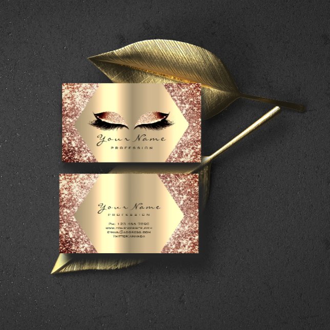 Carte De Visite Parties scintillant d'or rose Maquillage Artiste L (Créateur téléchargé)