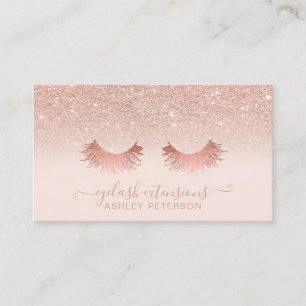 Carte De Visite Parties scintillant d'or rose moderne rousse cils 