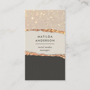 Carte De Visite parties scintillant d'or rose noir rose moderne ca