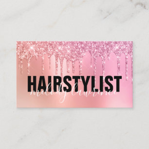Carte De Visite parties scintillant d'or rose rose stylisée goutt