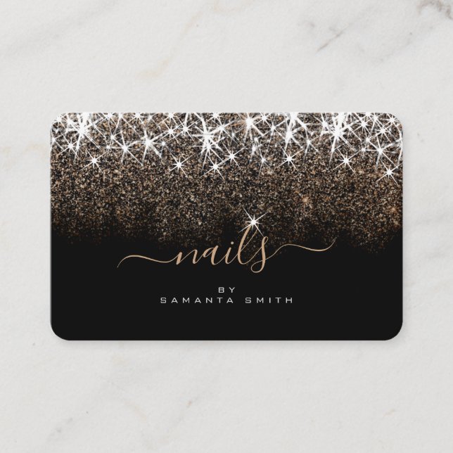 Carte De Visite Parties scintillant dorée brillante Stars Design o (Devant)