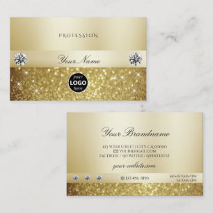 Carte De Visite Parties scintillant dorée de luxe avec logo modern