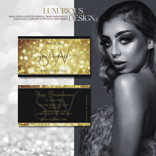 Carte De Visite Parties scintillant dorée moderne Étoiles Initiale