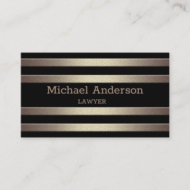 Carte De Visite Parties scintillant dorée rayé rayé rayé rayures n (Devant)