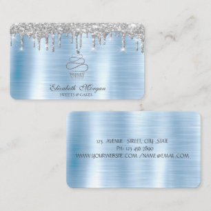 Carte De Visite Parties scintillant Drives Argent Cupcake Boulange