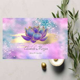 Carte De Visite Parties scintillant élégant Lotus Brush Stroke Hol