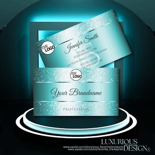 Carte De Visite Parties scintillant élégante Initiales et logo Tur (Créateur téléchargé)