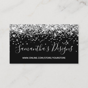 Carte De Visite Parties scintillant en argent brillant Boutique en