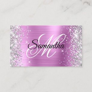 Carte De Visite Parties scintillant en argent brillant Lavender Fo