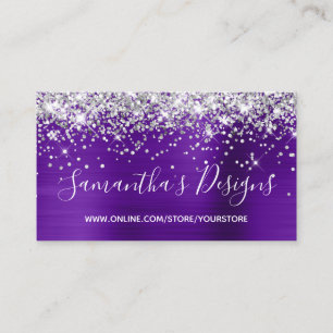 Carte De Visite Parties scintillant en argent Indigo Purple Foil B