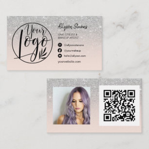 Carte De Visite Parties scintillant en argent maquillage photo log