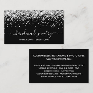 Carte De Visite Parties scintillant en argent Signature Style Bout