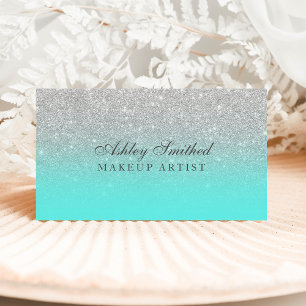 Carte De Visite Parties scintillant en faux argent moderne maquill