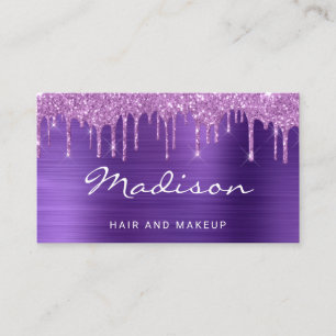 Carte De Visite Parties scintillant en métal violet glamoureux Che