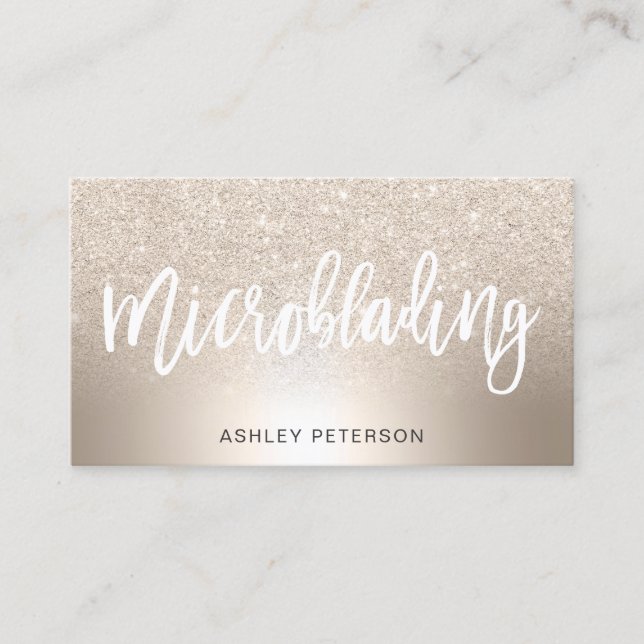 Carte De Visite Parties scintillant en or chic microblading ombre  (Devant)
