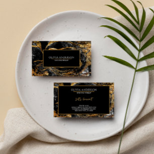 Carte De Visite Parties scintillant en or noir et blanc Marbre Aga