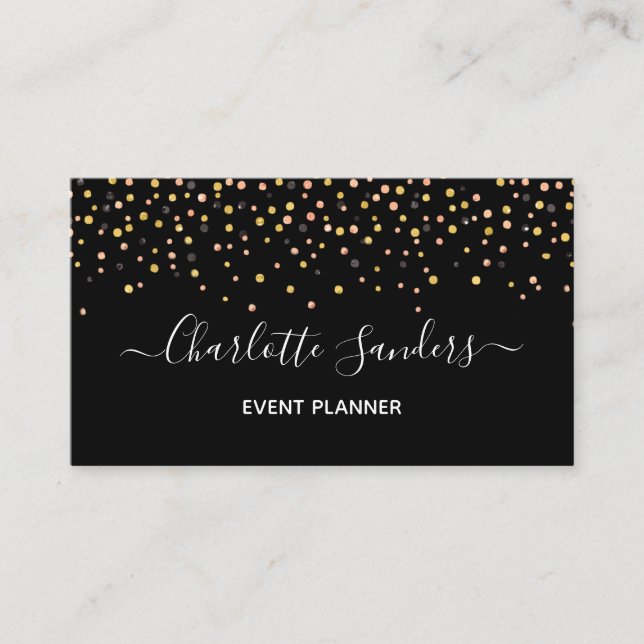 Carte De Visite Parties scintillant en or rose tendance confetti c (Devant)
