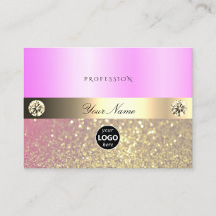 Carte De Visite Parties scintillant et logo de luxe rose violet do