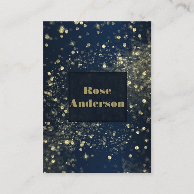 Carte De Visite Parties scintillant étincelante Bleu et or (Devant)