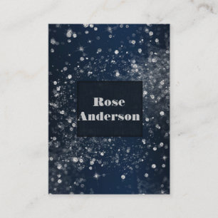 Carte De Visite Parties scintillant étincelante en argent bleu