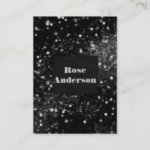 Carte De Visite Parties scintillant étincelante en argent noir