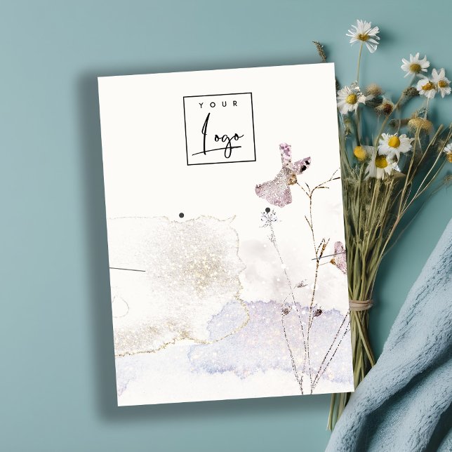 Carte De Visite Parties scintillant Fleurs Pressées Collier Elevag (Créateur téléchargé)