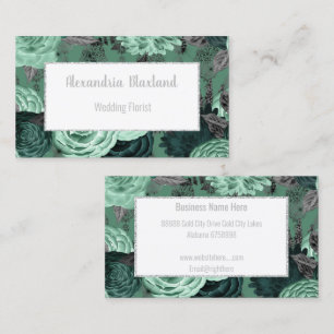 CARTE DE VISITE PARTIES SCINTILLANT FLORAL VERT AR