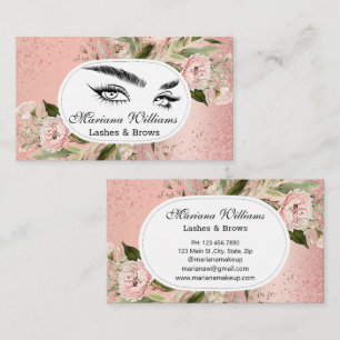 Carte De Visite parties scintillant florales roses aux cils salon