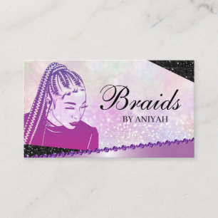 Carte De Visite Parties scintillant Glam Moderne Hair Braiing Salo