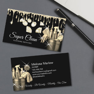 Carte De Visite Parties scintillant Gold Commerciale Ménage ménage