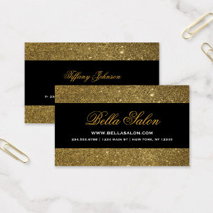 Carte De Visite Parties scintillant Gold et Black Glam Faux
