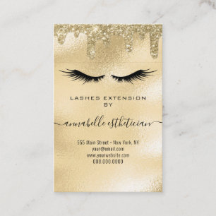 Carte De Visite Parties scintillant Gold Eyelash Extension Client