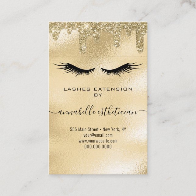 Carte De Visite Parties scintillant Gold Eyelash Extension Client  (Devant)