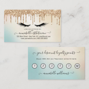 Carte De Visite Parties scintillant Gold Eyelash Extension Loyauté