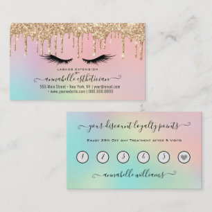 Carte De Visite Parties scintillant Gold Eyelash Extension Loyauté