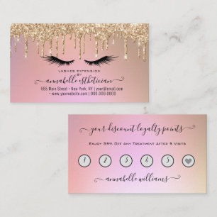 Carte De Visite Parties scintillant Gold Eyelash Extension Loyauté