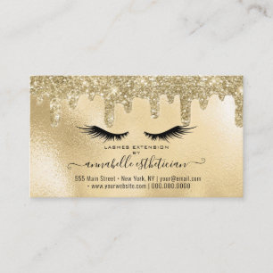Carte De Visite Parties scintillant Gold Eyelash Extension Rendez-