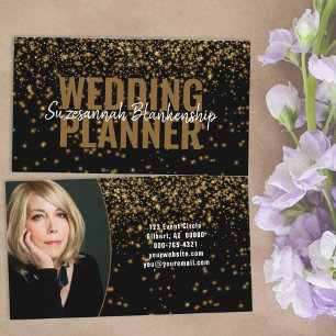 Carte De Visite Parties scintillant Gold Faux sur photo personnali