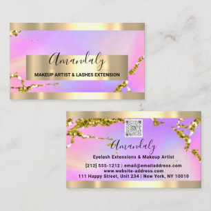 Carte De Visite Parties scintillant Gold Frame Event Planner QR Co