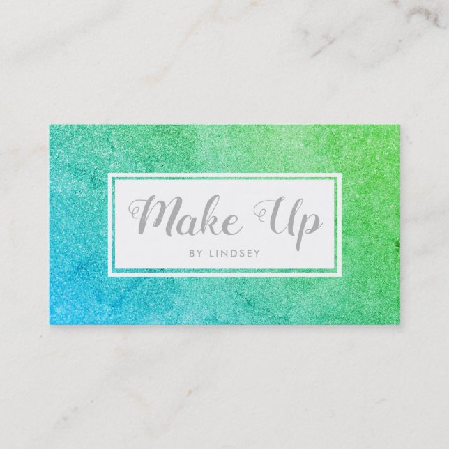 Carte De Visite Parties scintillant Green Blue Ombre Sparkle (Devant)