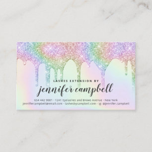 Carte De Visite parties scintillant holographique de Unicorn Lashe