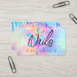 Carte De Visite Parties scintillant holographique Polonais gouttes