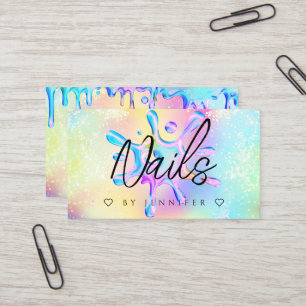 Carte De Visite Parties scintillant holographique Polonais gouttes
