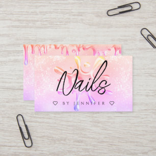 Carte De Visite Parties scintillant holographique Polonais gouttes