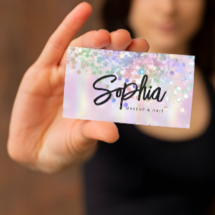 Carte De Visite Parties scintillant holographique QR Code beauté r