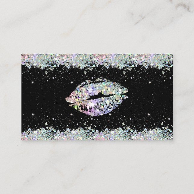 Carte De Visite Parties scintillant holographique Sparkles Lips Un (Devant)