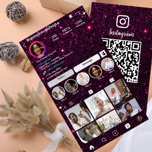 Carte De Visite Parties scintillant Instagram foncé violet