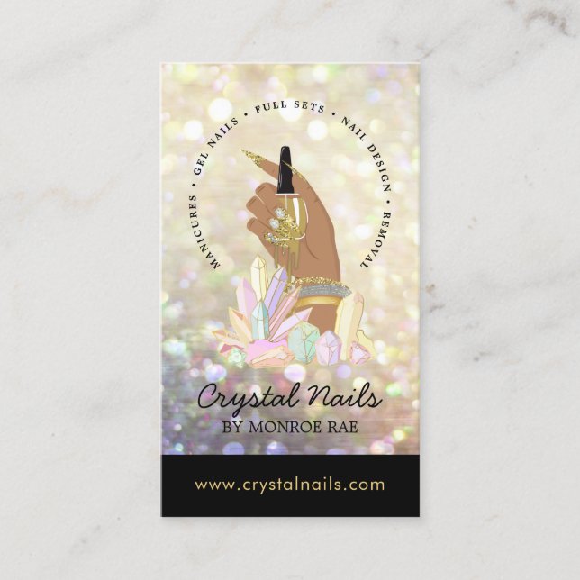 Carte De Visite Parties scintillant Iridescente Technicien ongles  (Devant)