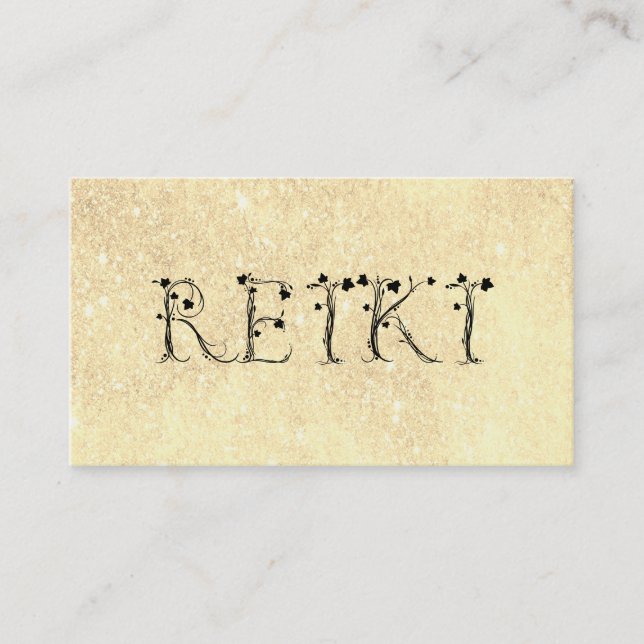Carte De Visite *~* Parties scintillant jaune doré REIKI Typograph (Devant)